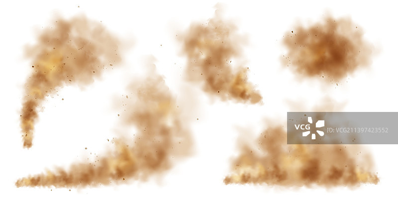 白色背景上逼真的尘埃云图片素材