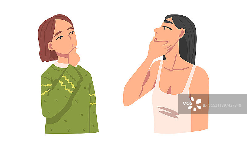 挠头的沉思女性角色图片素材