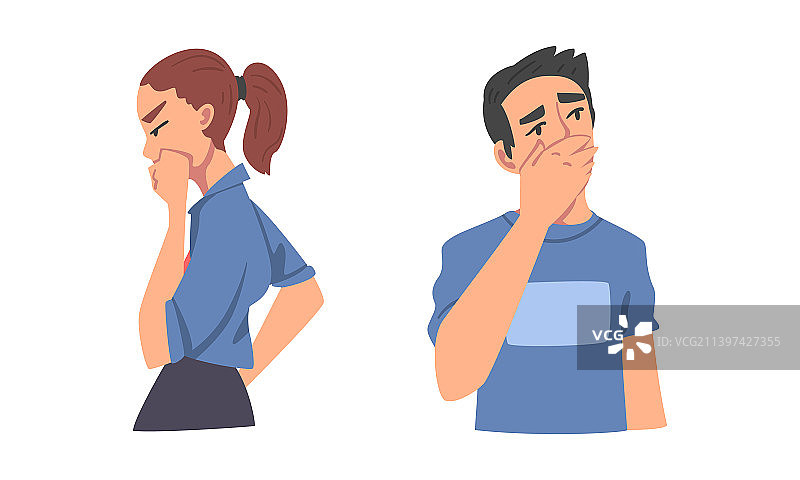 沉思挠头的男人和女人图片素材