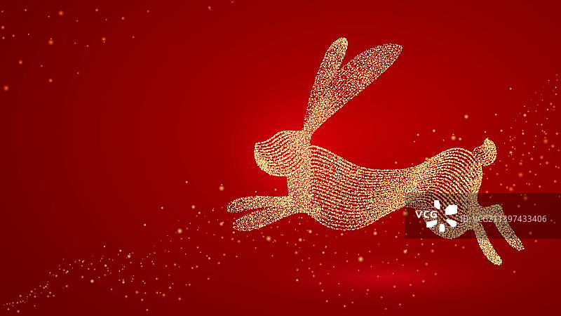 兔子粒子插画图片素材