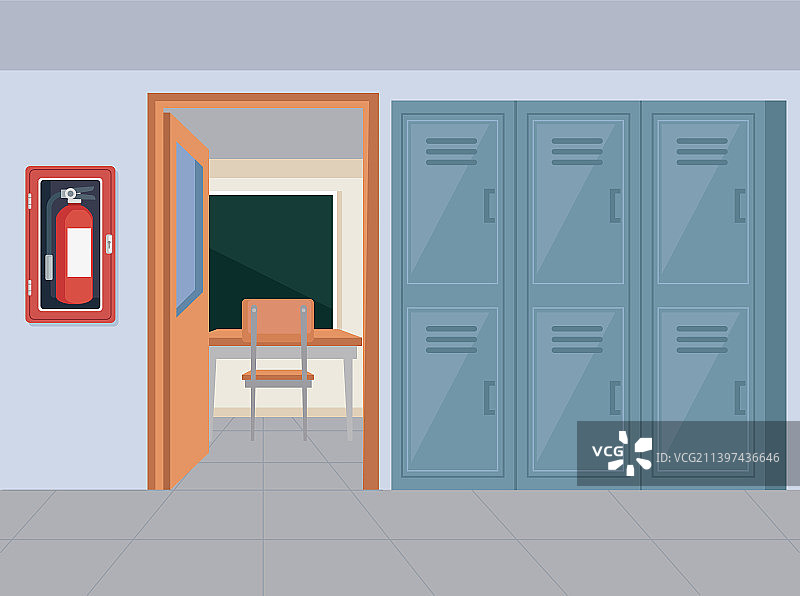 带储物柜的学校走廊图片素材
