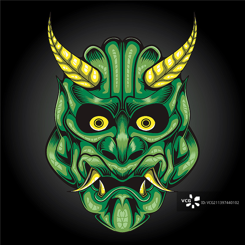 日本文化绿色鬼面图片素材