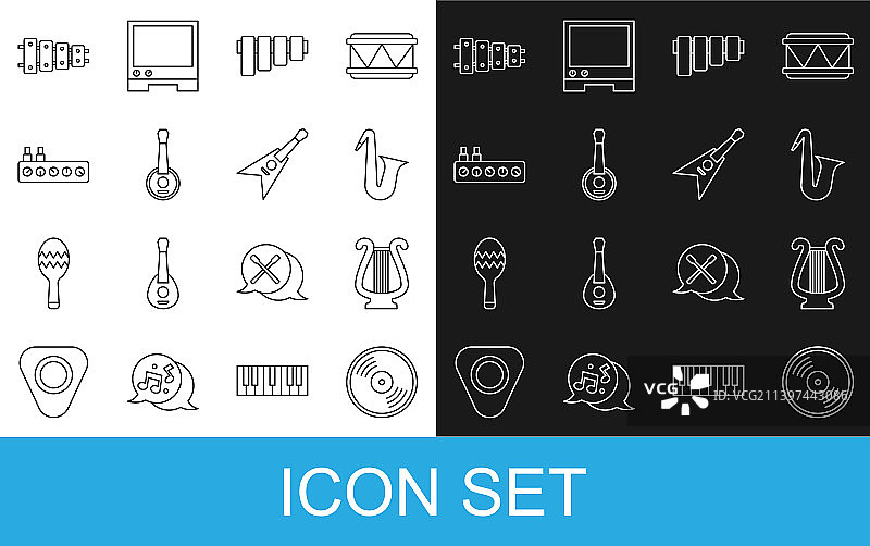 黑胶唱片和古老的里拉琴图片素材