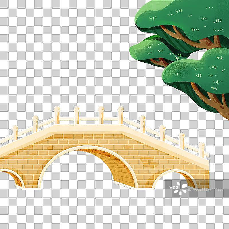 南方建筑拱桥树木图片素材