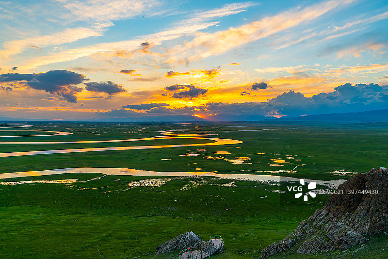 中国新疆独库公路巴音布鲁克开都河九曲十八弯图片素材