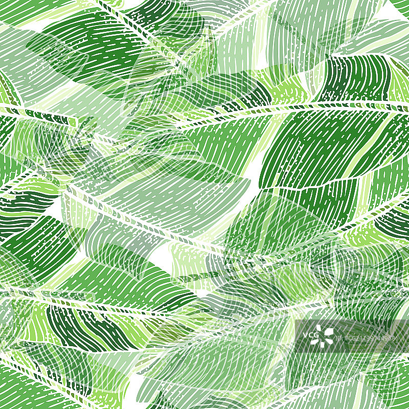 抽象香蕉叶无缝雕刻图案图片素材