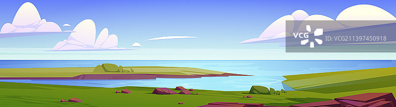 夏季湖泊岩石景观图片素材