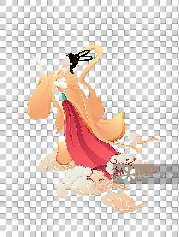 嫦娥玉兔中秋节插画图片素材