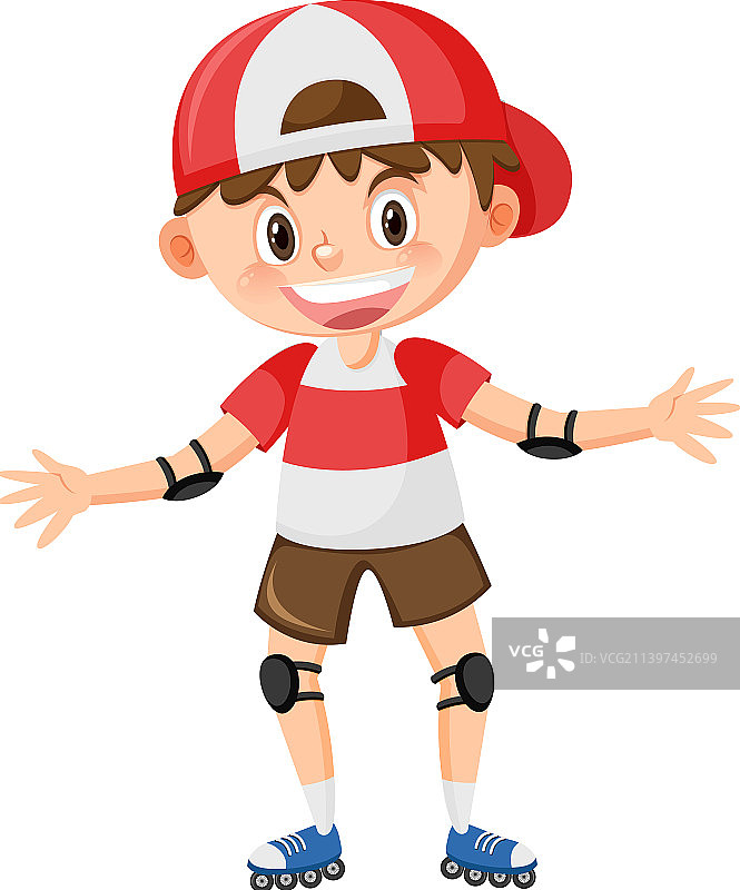 玩直排轮滑的可爱男孩图片素材
