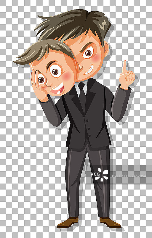 网格上狡猾的年轻卡通男子图片素材