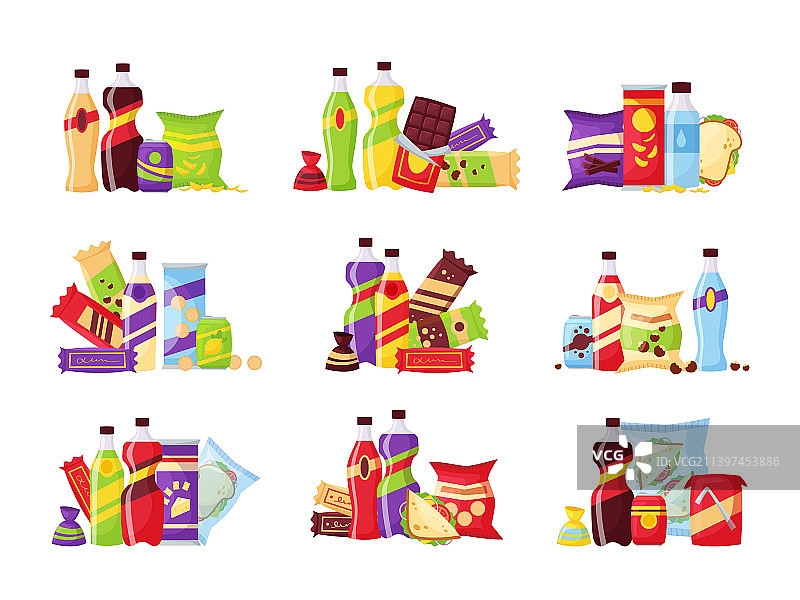 小吃套餐：快餐和饮品图片素材