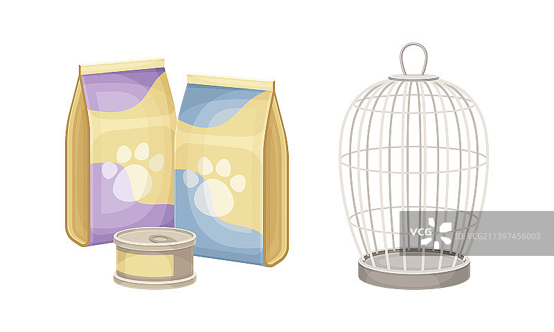 宠物食品包装和金属丝笼宠物图片素材