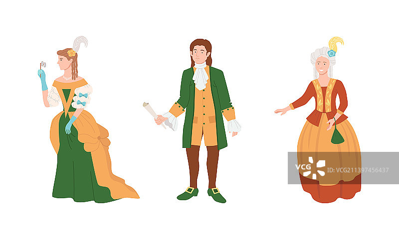 穿着传统服饰的中世纪欧洲居民图片素材