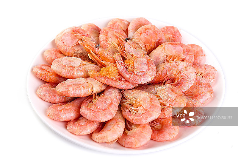 白底上放着一盘大甜虾图片素材