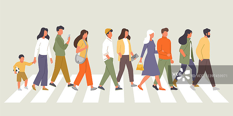 行人横道，行人走在街上图片素材