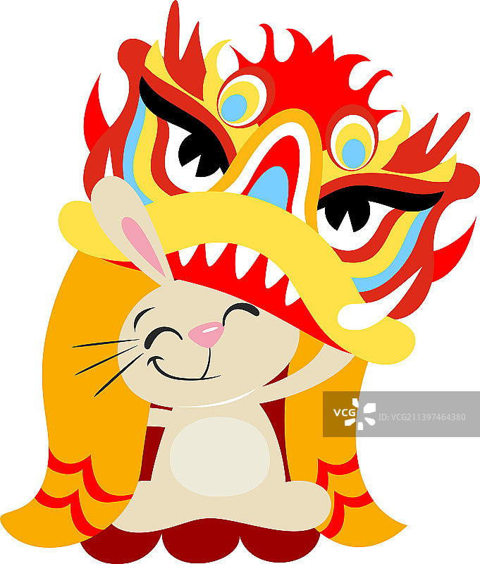 穿着龙袍的可爱中国生肖兔图片素材