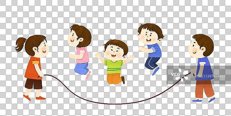 学生儿童跳绳可爱手绘元素图片素材