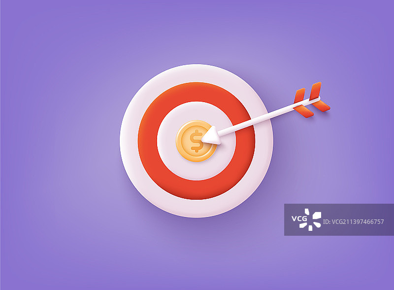 带有金色钱币和红色飞镖的红色飞镖靶图片素材