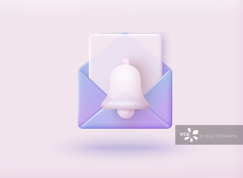 带有提醒铃通知的邮件图片素材