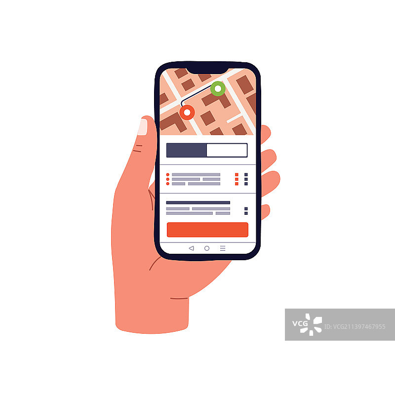 手持手机，使用地图导航App图片素材