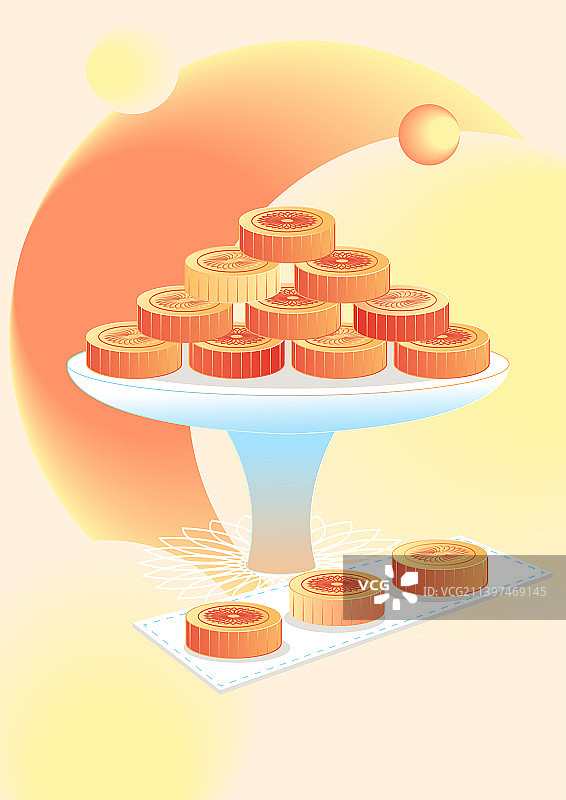 一堆月饼图片素材