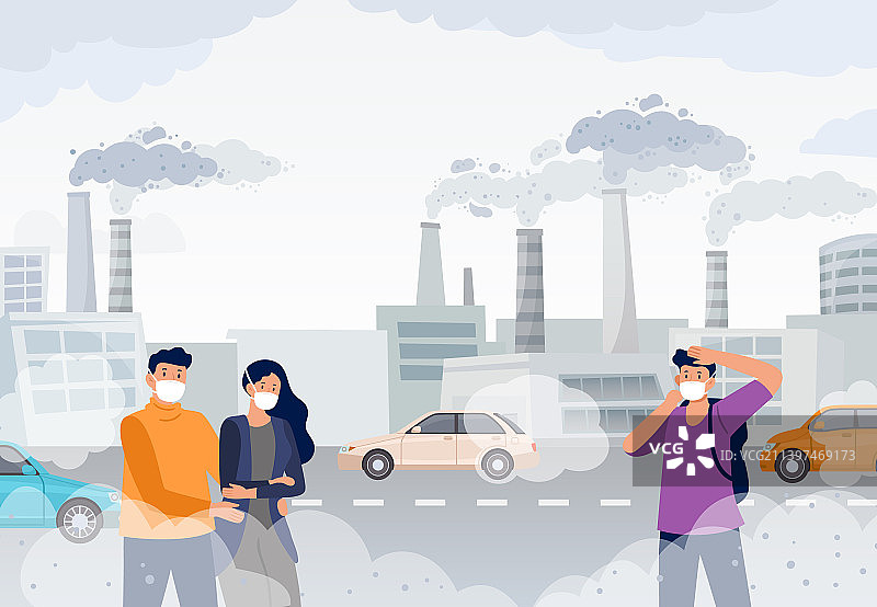 人们佩戴防雾霾口罩图片素材