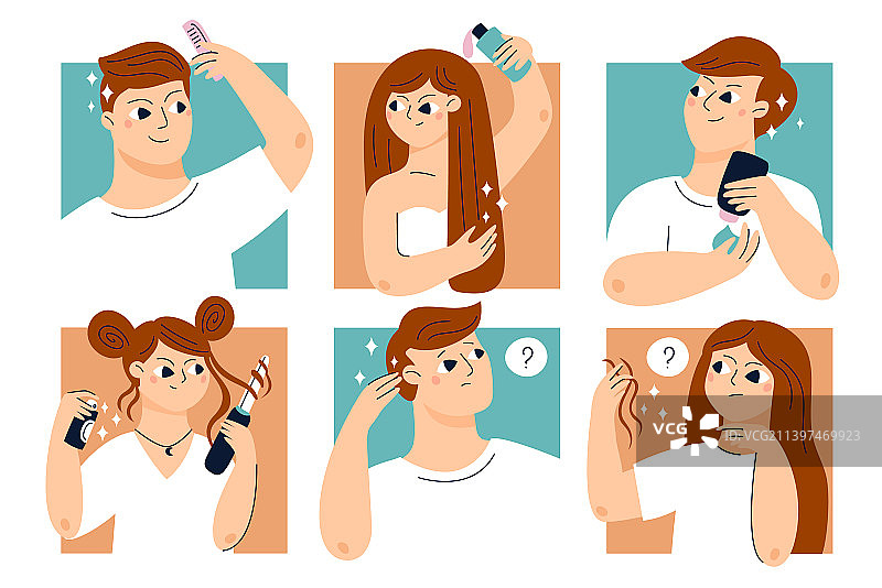 男士日常护发流程图片素材