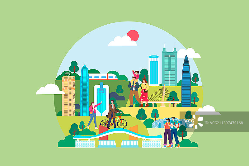深圳城市生活矢量插画图片素材