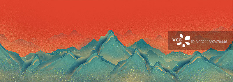 国潮风敦煌壁画中国风诗意江风景插画长图图片素材