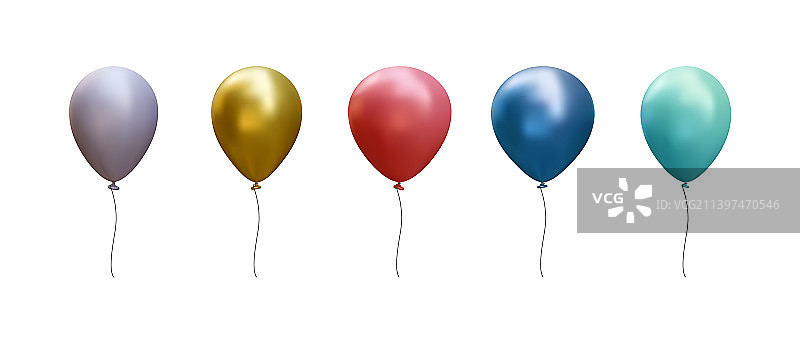 3D逼真气球套装模板图片素材