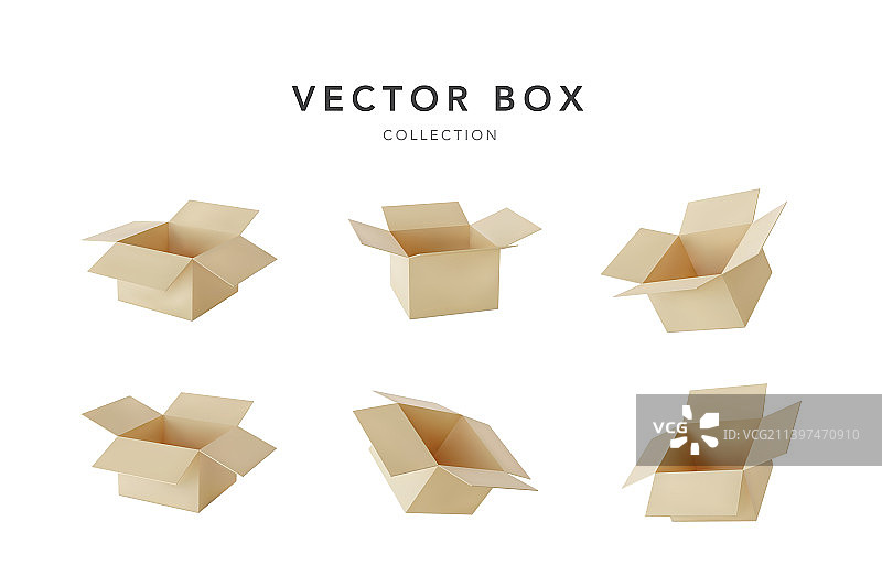 逼真的棕色纸板运输箱图片素材