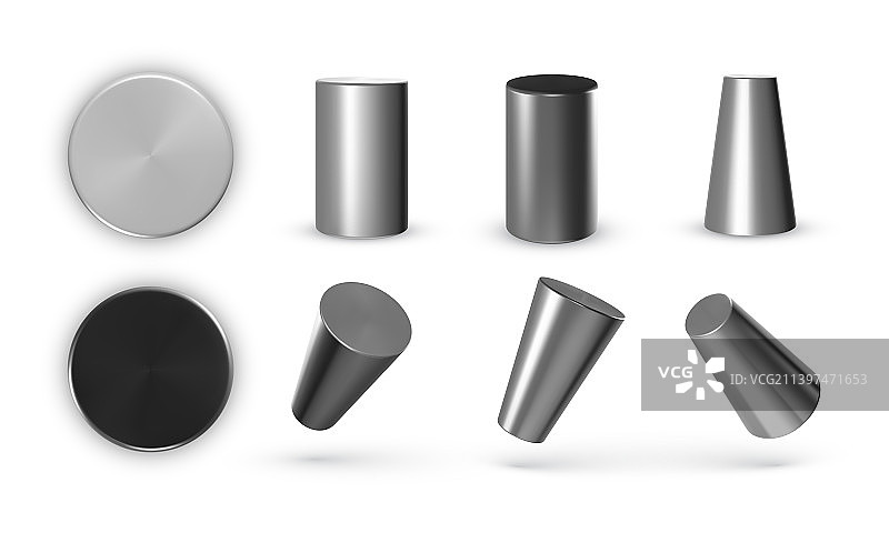 金属几何圆柱体合集图片素材