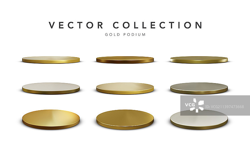 带阴影的逼真金色舞台讲台套装图片素材