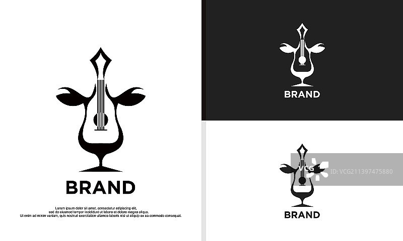 狮子头与大提琴结合标志图片素材