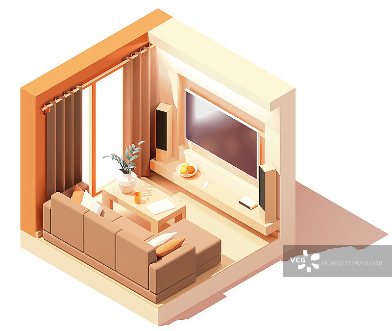 2.5D现代客厅图片素材