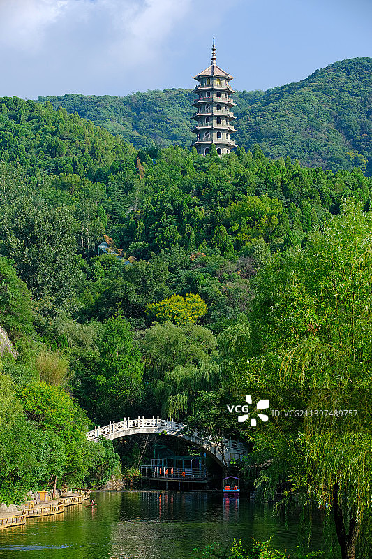 中国山东济南红叶谷风景图片素材
