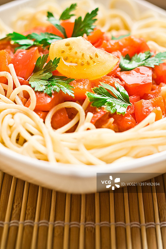 意式番茄酱意大利面食谱图片素材