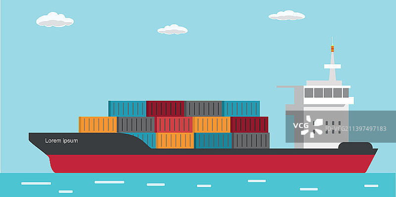 海上集装箱船运输船图片素材