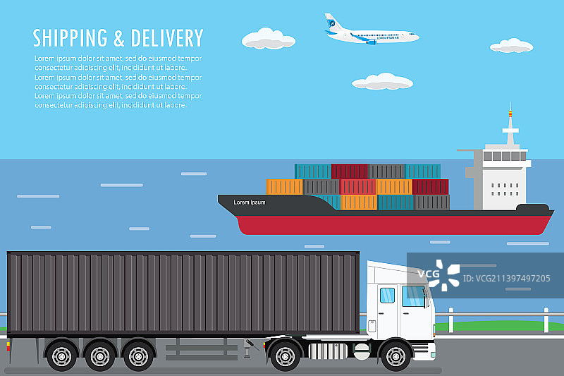 运输和航运概念扁平风格图片素材