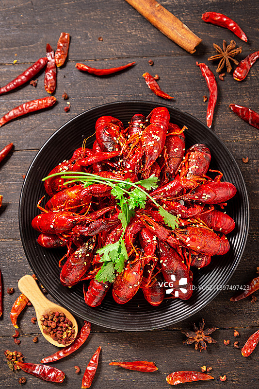 夏季美味小的小吃麻辣小龙虾图片素材