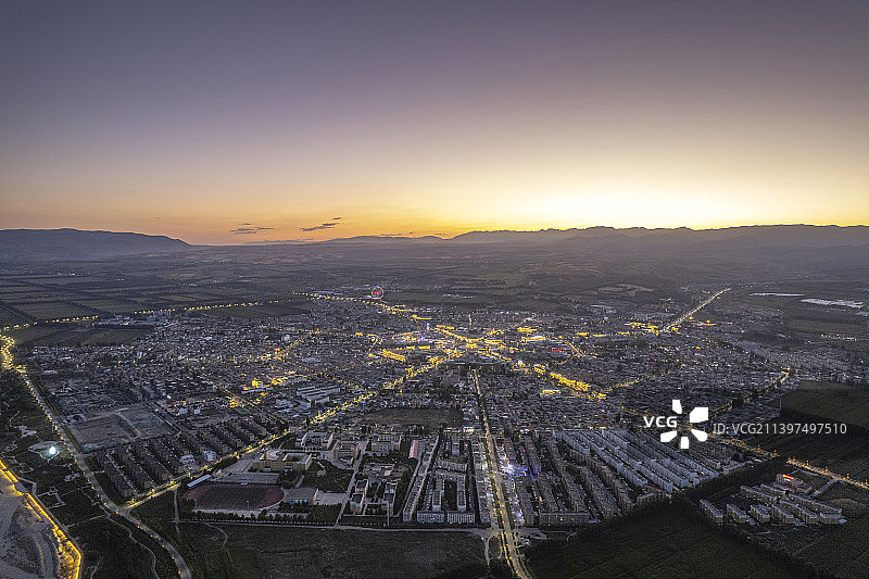 中国新疆伊犁特克斯八卦城航拍图片素材