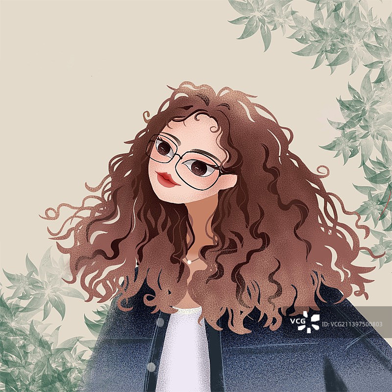 卷发女孩图片素材