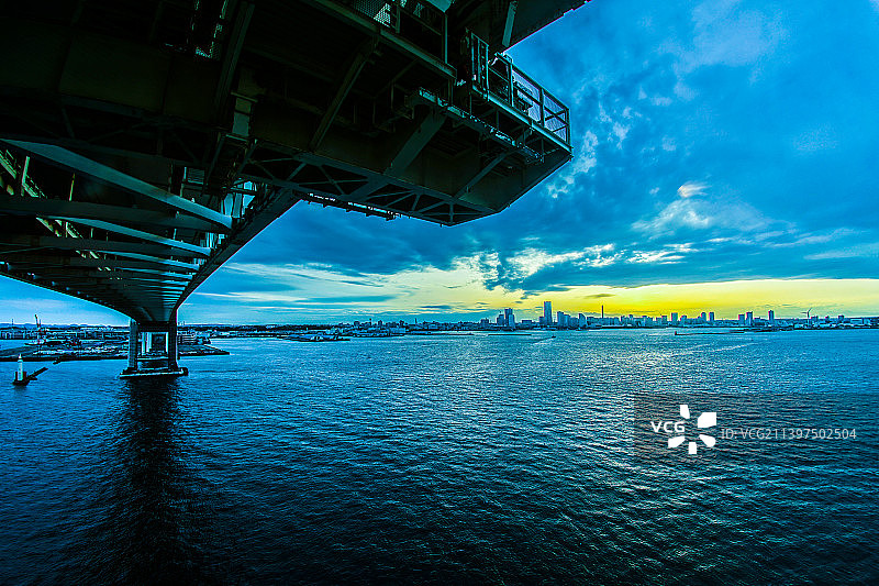 从横滨空中步道观赏横滨海湾大桥图片素材