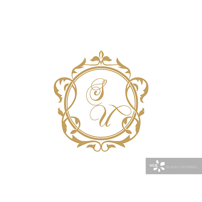 SU字母婚礼邀请函优雅图案图片素材
