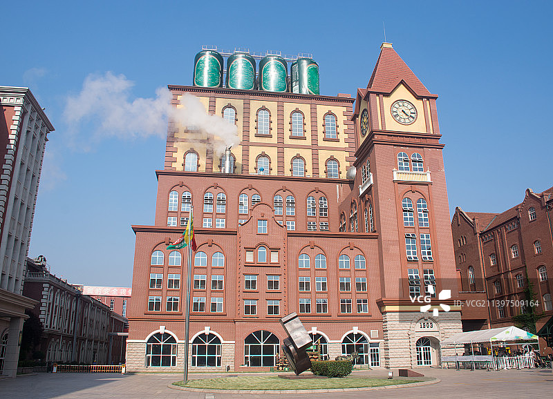 中国山东青岛啤酒博物馆的欧洲德国建筑图片素材