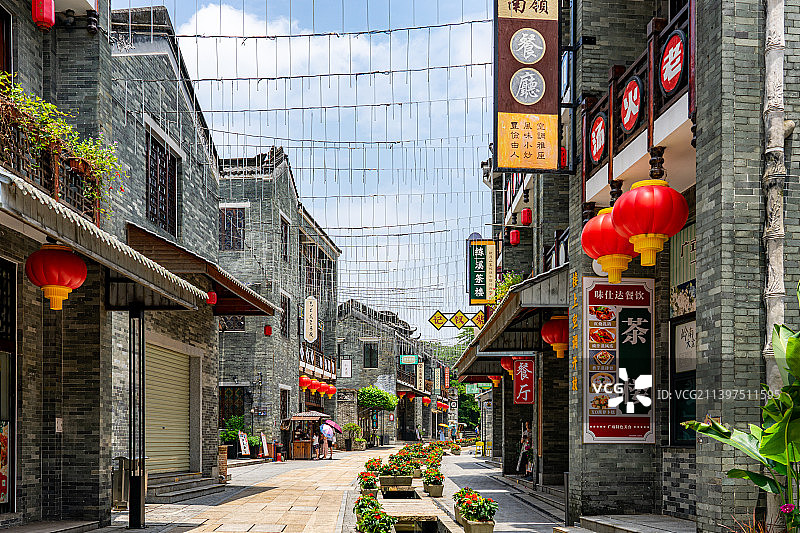 广州岭南印象园建筑街道景观图片素材