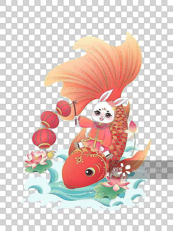 2023年兔年国风插画元素图片素材