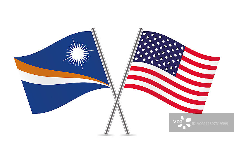 马绍尔群岛和美国交叉旗帜图片素材