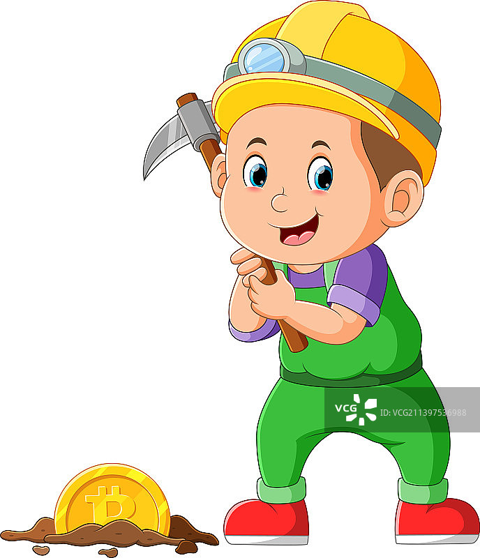 矿工正在挖掘和创建比特币图片素材