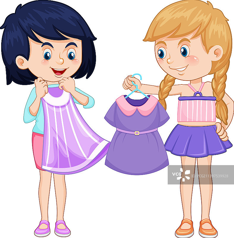 女孩试穿新衣服图片素材